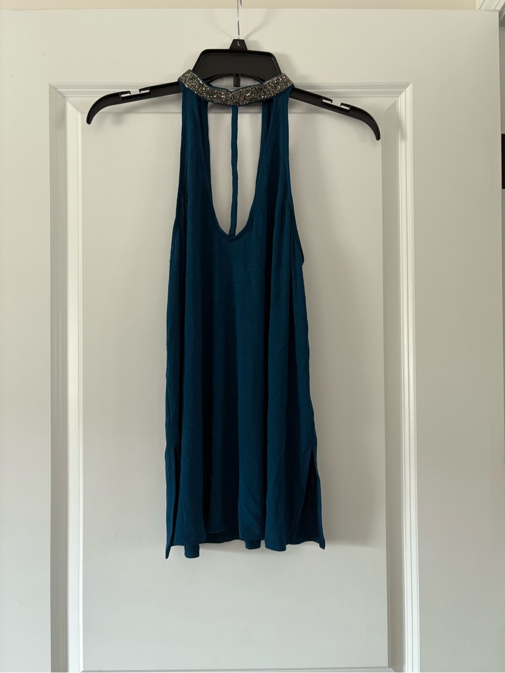 Express Teal Beaded Halter Camisole